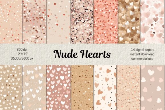 Download Valentines Nude Hearts Digital Papers - Valentines Collection